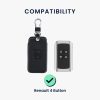 Капак за автомобилен ключ за Renault / Dacia - 4 бутона - Keyless Go, Еко кожа, Черен, 44637.11