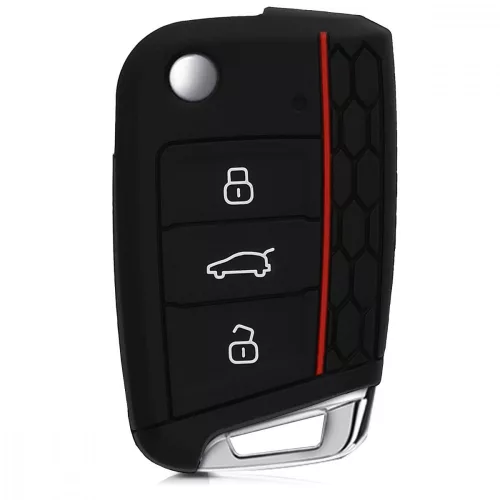 Капак за автомобилен ключ за VW - 3 бутона, силикон, черен, 42888.25