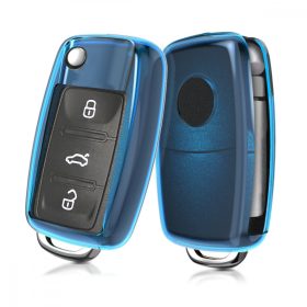   Капак за автомобилен ключ за VW / Skoda / Seat - 2-3 бутона, Силикон, Син, 47188.04