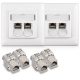 Комплект от 2 двойни мрежови контакта RJ45 с 4 щекера CAT 6A, Kwmobile, бял, метал, 45360.02