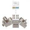 Комплект от 4 RJ45 10G двойни мрежови контакта с 8 щепсела CAT 6A, Kwmobile, бял, метал, 45360.03