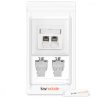 Комплект от 4 RJ45 10G двойни мрежови контакта с 8 щепсела CAT 6A, Kwmobile, бял, метал, 45360.03