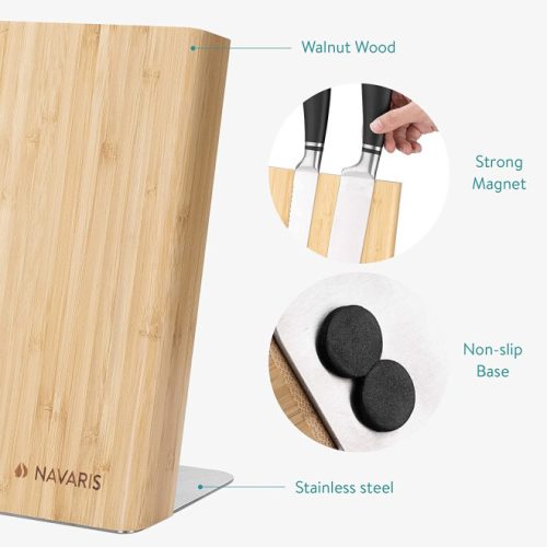 Поставка за нож Navaris, магнитна, дървена, 23x22.5 см, 47366.02.1