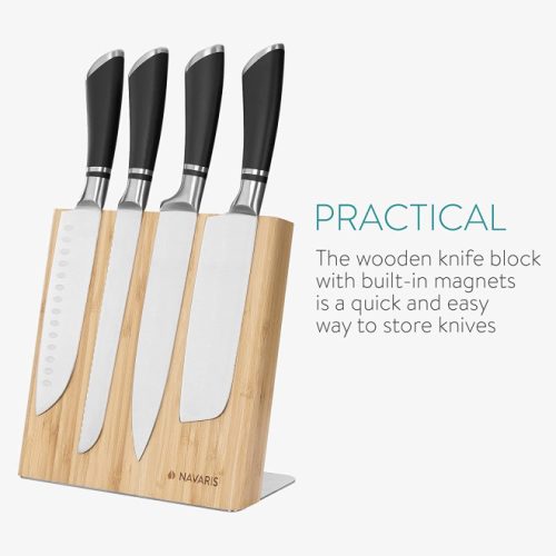 Поставка за нож Navaris, магнитна, дървена, 23x22.5 см, 47366.02.1