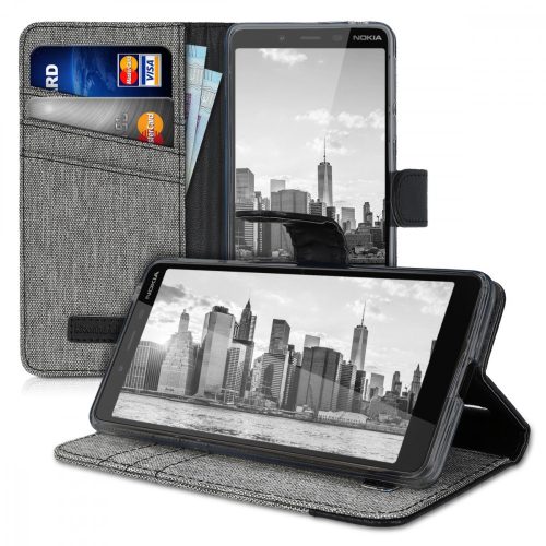 Капак за Nokia 1 Plus, текстилен, сив, 48021.01