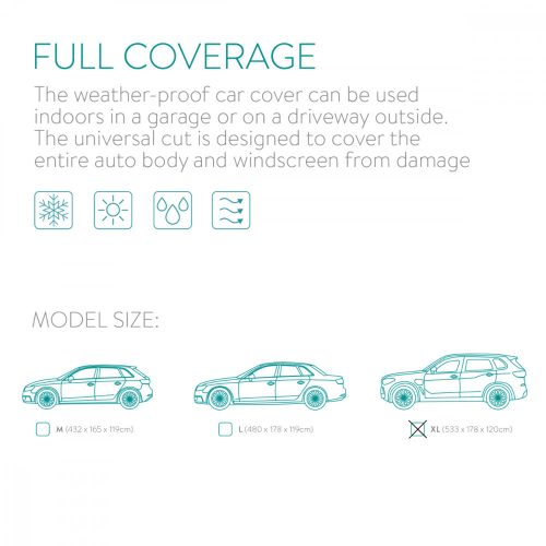 Външно покривало против градушка за кола, XL, 533 x 178 x 120 см, 48112.4