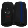 Калъф за автомобилен ключ за BMW - 3 бутона - Keyless Go, kwmobile, силикон, черен / син, 41730.29