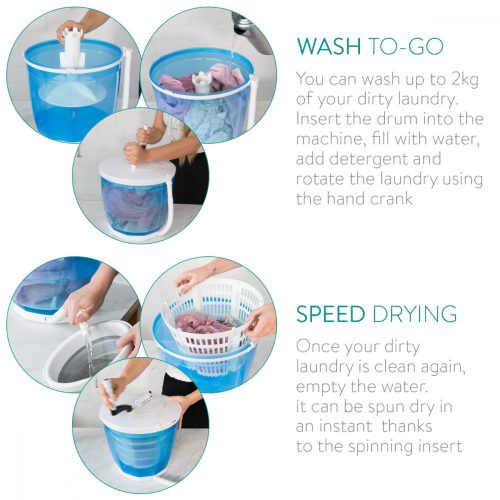 Мини пералня Navaris със сушилня за къмпинг, 2 кг, 48623.01