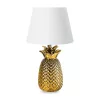 Lampa de masa Navaris, design ananas, 40 cm, gold/white, ceramica si metal, alb/auriu, ceramica/metal