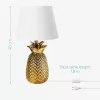 Lampa de masa Navaris, design ananas, 40 cm, gold/white, ceramica si metal, alb/auriu, ceramica/metal