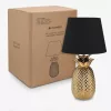 Lampa de masa Navaris, design ananas, 40 cm, soclu E27, ambient interior, negru/auriu, ceramica