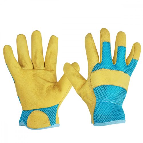 Градински ръкавици Navaris от естествена кожа, размер L, 3D плат, 49175.3