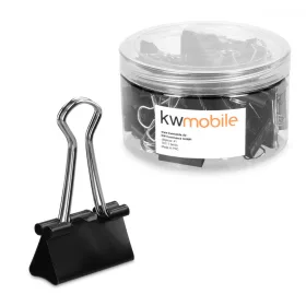   Комплект 50 щипки за документи 25 mm, Kwmobile, черни, метални, 49442.03