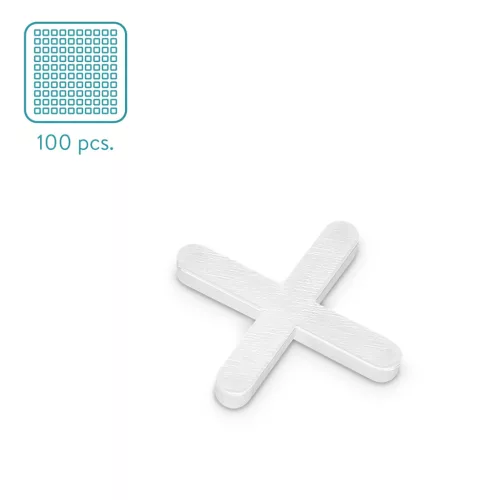 Set 100 distantiere pentru gresie/faianta Navaris, 3 mm, de unica folosinta, alb, plastic