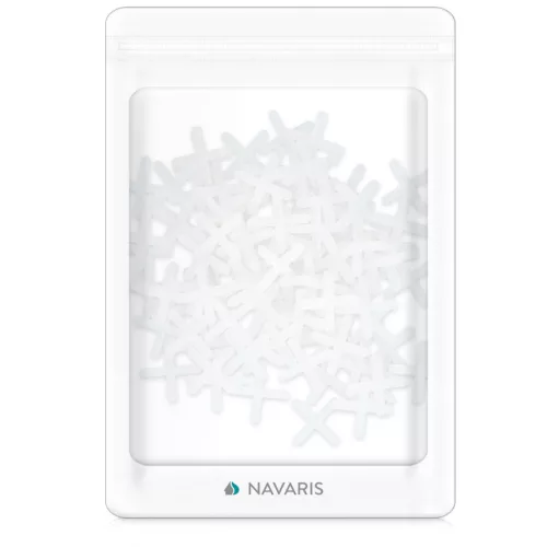 Set 100 distantiere pentru gresie/faianta Navaris, 3 mm, de unica folosinta, alb, plastic