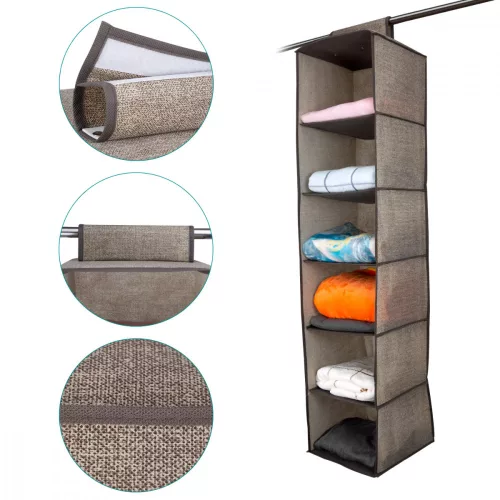 Комплект от 2 висящи органайзера за дрехи, 6 рафта, 30 x 30 x 126 см, 46267.05.2