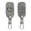 Капак за автомобилен ключ за VW / Skoda / Seat - 3 бутона, набук, сив, 48571.06