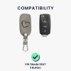 Капак за автомобилен ключ за VW / Skoda / Seat - 3 бутона, набук, сив, 48571.06