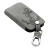 Калъф за автомобилен ключ за Renault / Dacia - 4 бутона - Keyless Go, набук кожа, сив, 48565.07