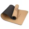 Saltea yoga Navaris Cork, 183x61x0.5 cm, linii de aliniere, aderenta naturala, bej, pluta/TPE