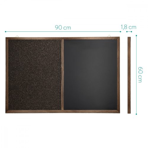 Магнитна дъска в комбинация с тебешир и корк Navaris, 90 х 60 см, 50002.01