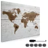 Tabla magnetica Navaris, harta lumii, 70x50 cm, whiteboard si magneti, multicolor, MDF/metal