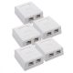 Комплект от 5 двойни мрежови гнезда RJ45 за Ethernet кабел CAT6A, Kwmobile, бял, метален, 50059.02.01