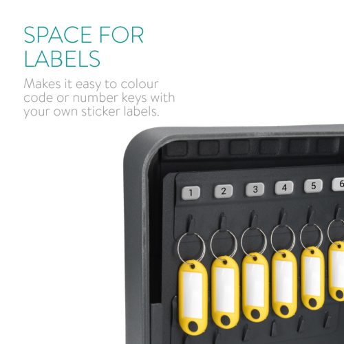 Cutie chei Navaris, 48 carlige, cu incuietoare, 25x20x8 cm, antracit, gri inchis, plastic/otel