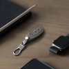 Калъф за автомобилен ключ за Ford - 3 бутона - Keyless Go, kwmobile, набук кожа, сив, 49597.03