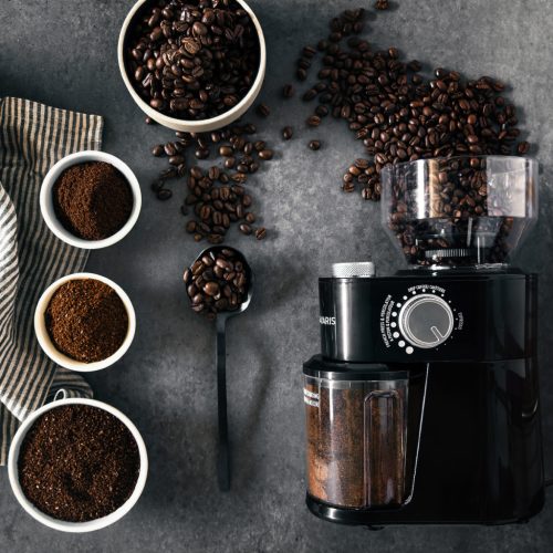 Rasnita electrica cafea Navaris, reglaj macinare, pentru espresso/filtru, negru, plastic