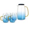 Кана за вода Navaris 1.55 л с 4 чаши, универсална, стъкло, 51066.04.05
