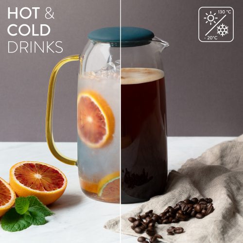 Кана за вода Navaris 1.55 л с 4 чаши, универсална, стъкло, 51066.04.05