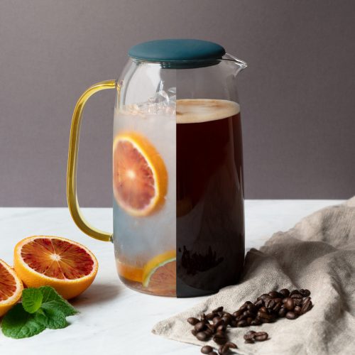 Кана за вода Navaris 1.55 л с 4 чаши, универсална, стъкло, 51066.04.05