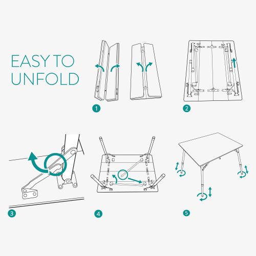 Сгъваема бамбукова къмпинг маса Navaris, 65 x 50 см, регулируема, бамбук, 51166.2