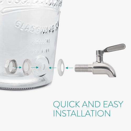 Диспенсър за напитки с кран и капачка с клипс Navaris, 8 L, 51379.01