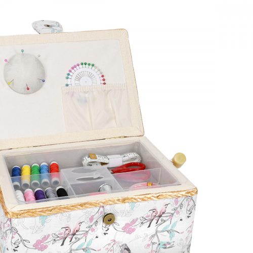 Комплект дървена кутия за шиене Navaris и 36 аксесоара, 24,5 x 17,5 x 12,5 cm, 49047.02