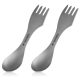 2 x Navaris 3-в-1 Titanium Camping Spork Set, вилица, лъжица, нож, 51390.02