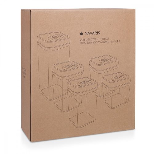 Комплект от 5 буркана за съхранение, 1700 ml, 1100 ml, 750 ml, 400 ml, 51459.01.05