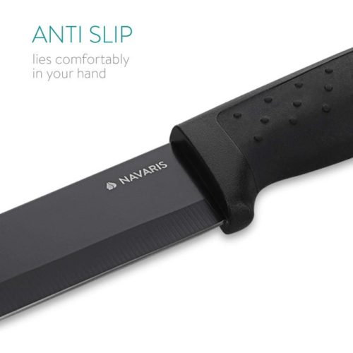 Navaris Комплект кухненски ножове от неръждаема стомана от 5 части, 1 керамичен нож за къпане, черен, 48366.06.02