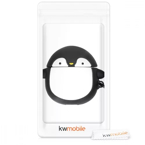 Калъф за слушалки Apple AirPods 2/AirPods 1, Kwmobile, бял/черен, силикон, 48919.15