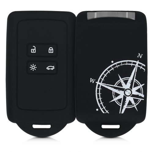 Капак за автомобилен ключ за Renault / Dacia - 4 бутона - Keyless Go, силикон, черен, 49769.09