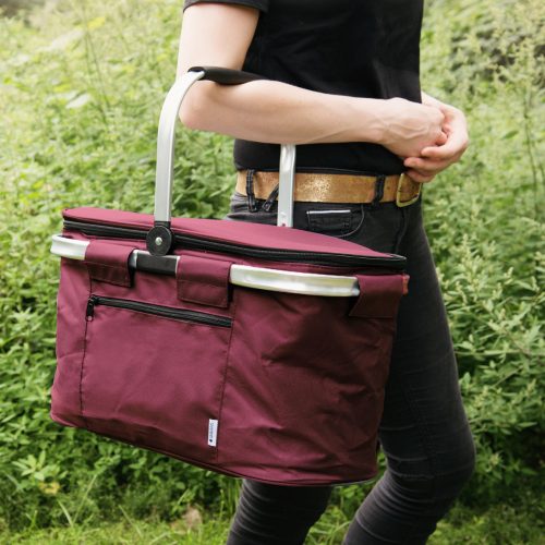 Сгъваема чанта за пикник с дръжка Navaris, 27 л, изолирана, Бордо, 45859.13