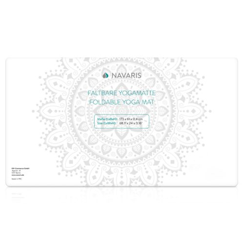 Saltea yoga pliabila Navaris, 173x61x0.4 cm, textura antiderapanta, calatorii, negru, PVC