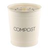 Cos de compost metalic Navaris, 3 L, capac cu filtru, 3 filtre incluse, pentru bucatarie, crem, metal