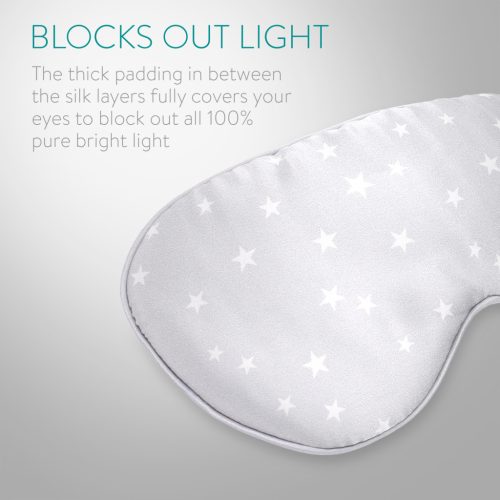 Сънна маска Navaris 100% коприна, регулируем ластик, калъф за съхранение, 48509.03