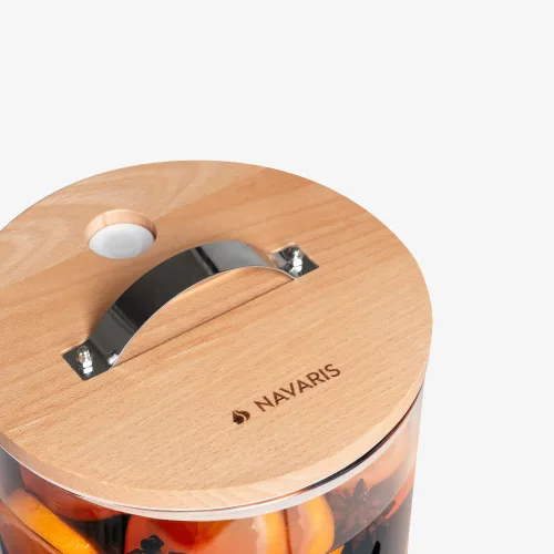 Стъклен диспенсър за напитки Navaris с кран и стойка, 7 л, кафяв, 46785.05