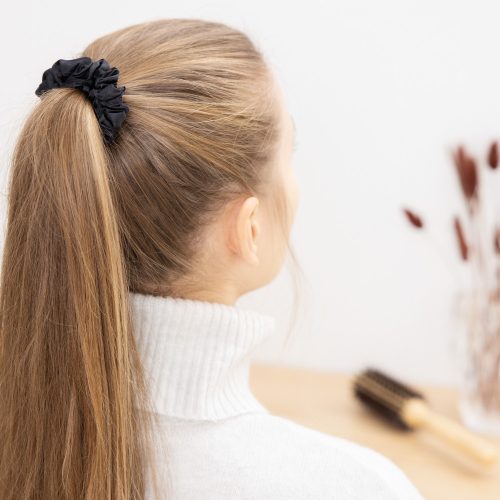 Комплект от 2 ленти за коса от 100% еластична коприна Navaris, черни, 52602.01.01