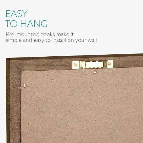 Tabla cu rama vintage Navaris, 60x45 cm, 4 carlige si polita, cu creta, negru, lemn