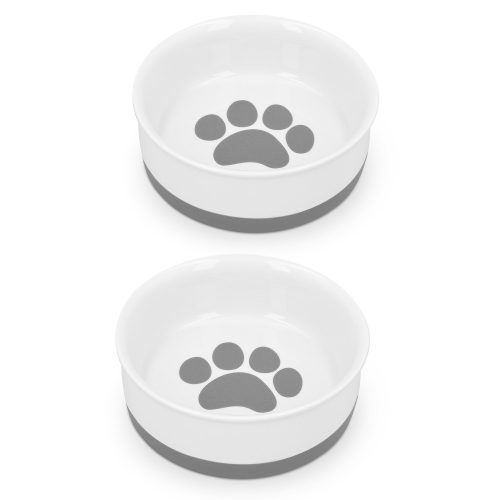 Комплект от 2 порцеланови купички Navaris за кучета и котки, 400 мл, Сиви, 48520.02.22