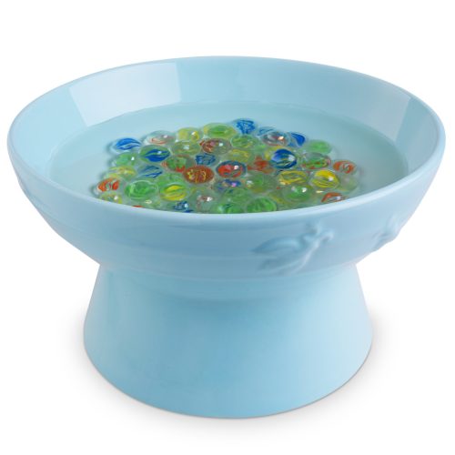 Statie de apa pentru albine Navaris, cu 80 bile de sticla, alb/albastru, ceramica, 52987.37